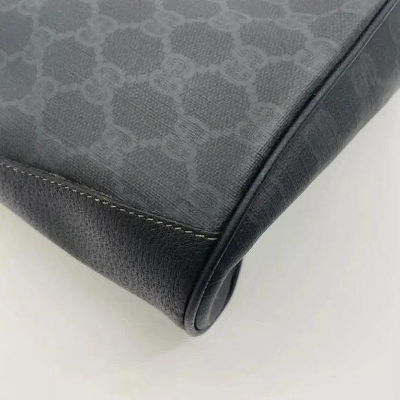 Auth WEEKEND DEAL GUCCI GG Sherry Line PVC Leather Black Drawstring Shoulder Bag - Picture 9 of 17